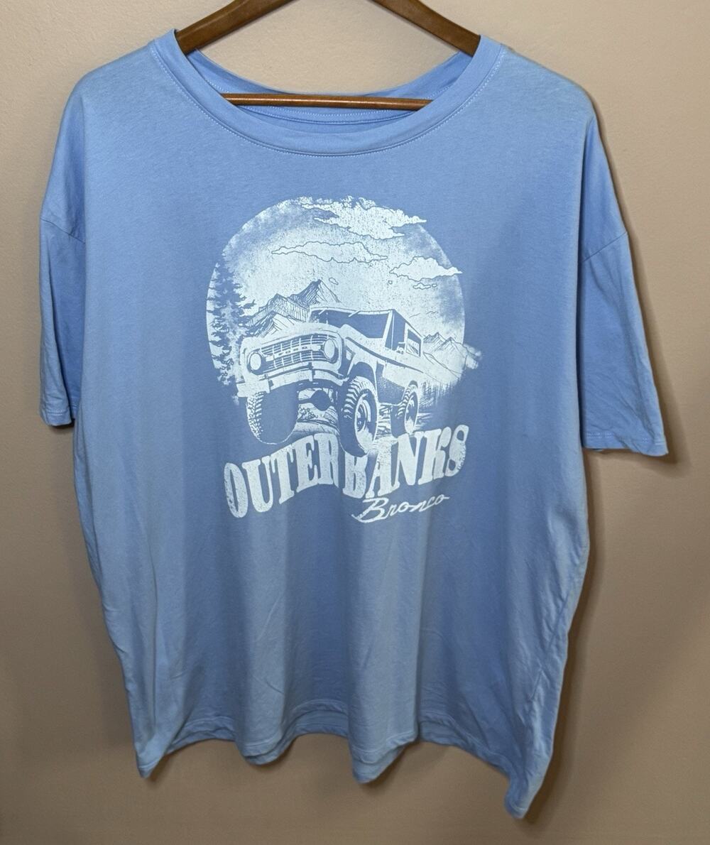 Ford Bronco Outerbanks Lt. Blue T-Shirt 2XL 100% Cotton XXL